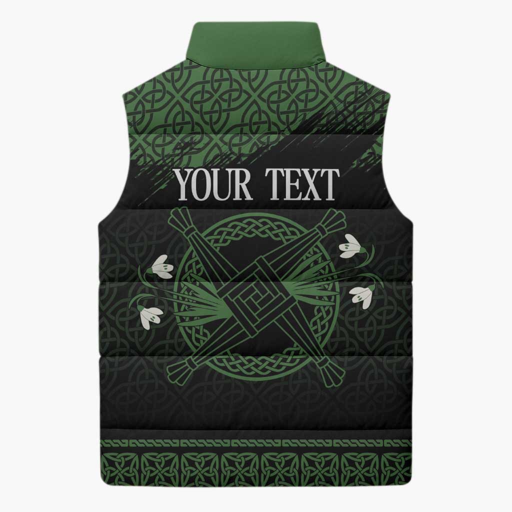 Personalized Imbolc Blessed Celtic Knot Sleeveless Puffer Jacket Brigids Cross Symbol - Wonder Print Shop