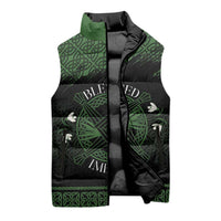 Personalized Imbolc Blessed Celtic Knot Sleeveless Puffer Jacket Brigids Cross Symbol - Wonder Print Shop