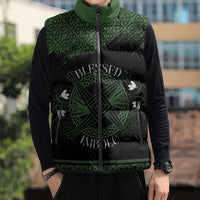 Personalized Imbolc Blessed Celtic Knot Sleeveless Puffer Jacket Brigids Cross Symbol - Wonder Print Shop