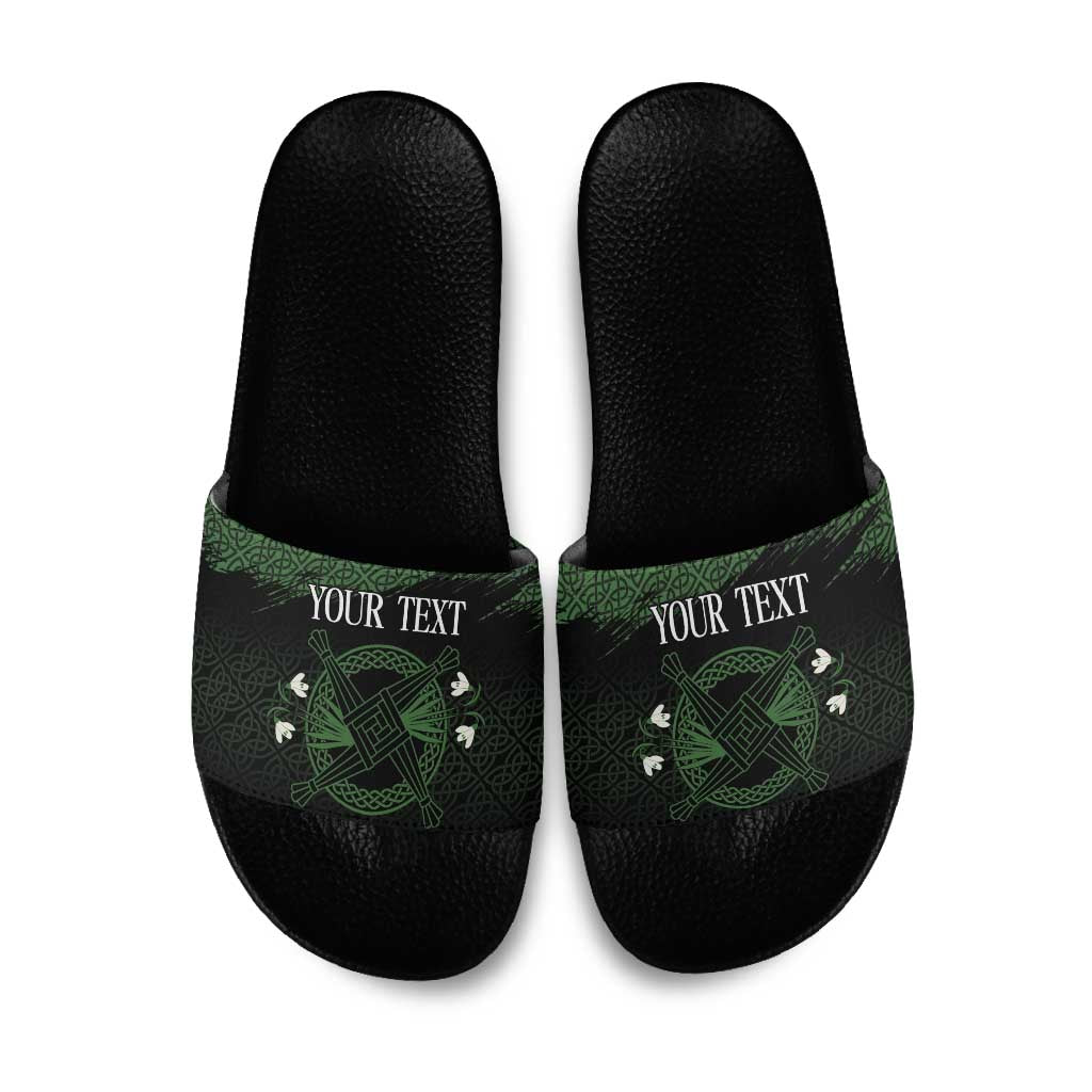Personalized Imbolc Blessed Celtic Knot Slide Sandals Brigids Cross Symbol - Wonder Print Shop