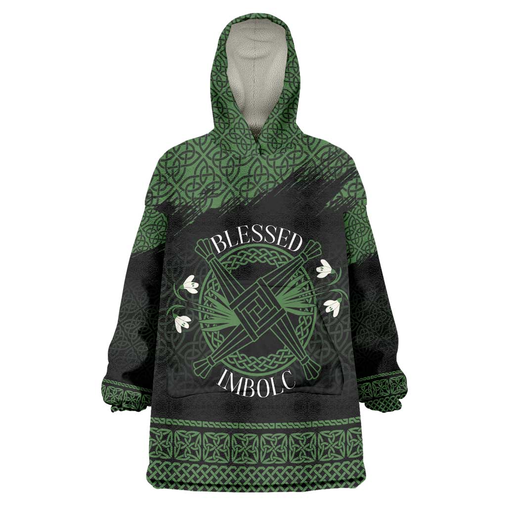 Personalized Imbolc Blessed Celtic Knot Wearable Blanket Hoodie Brigids Cross Symbol - Wonder Print Shop