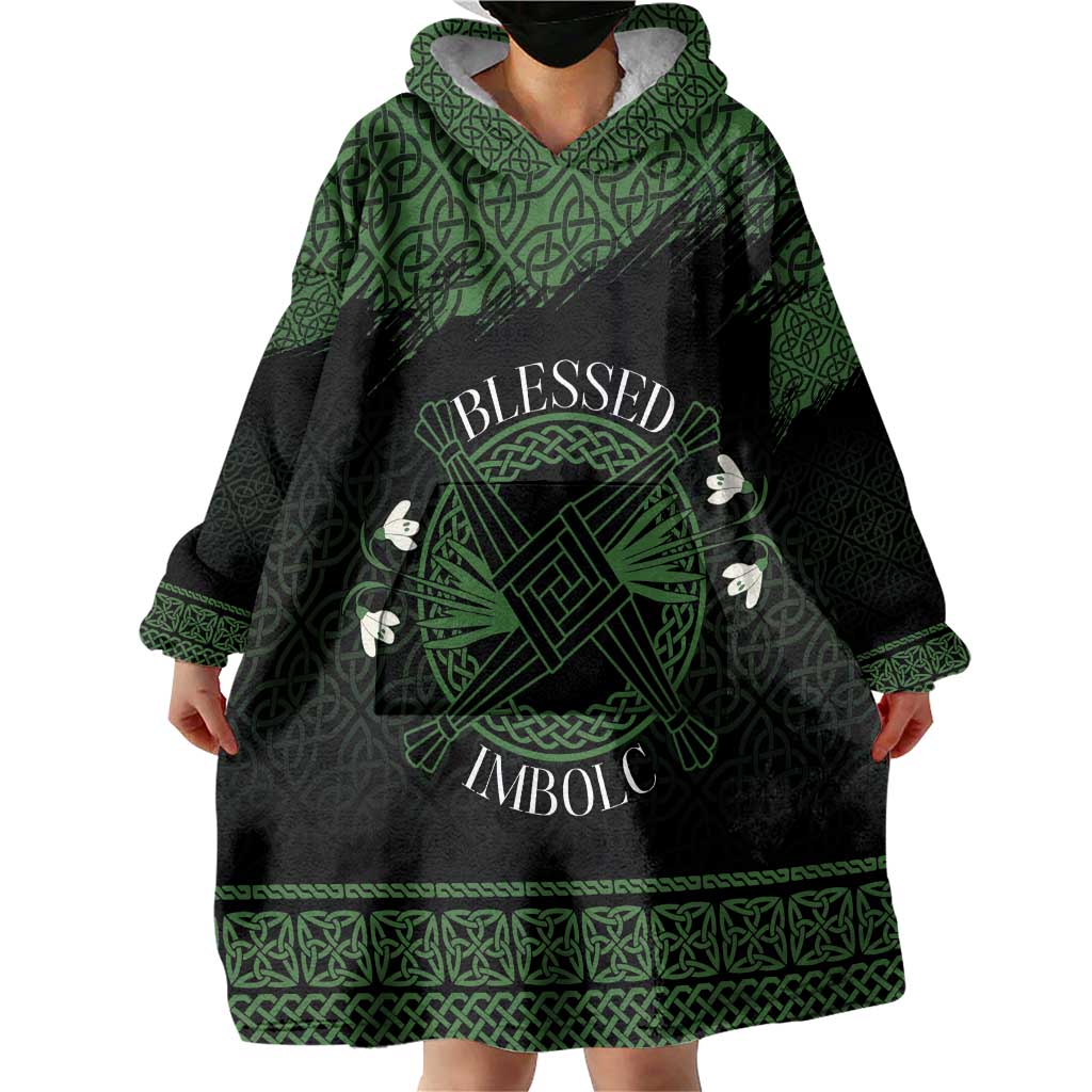 Personalized Imbolc Blessed Celtic Knot Wearable Blanket Hoodie Brigids Cross Symbol - Wonder Print Shop