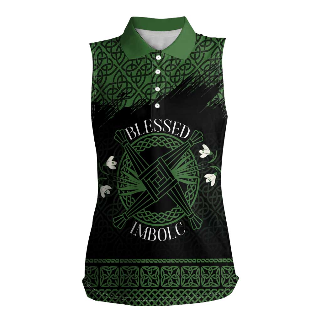 Personalized Imbolc Blessed Celtic Knot Women Sleeveless Polo Shirt Brigids Cross Symbol - Wonder Print Shop