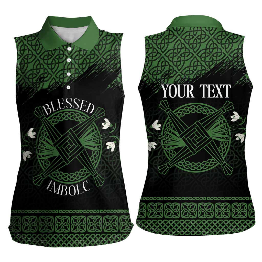 Personalized Imbolc Blessed Celtic Knot Women Sleeveless Polo Shirt Brigids Cross Symbol - Wonder Print Shop