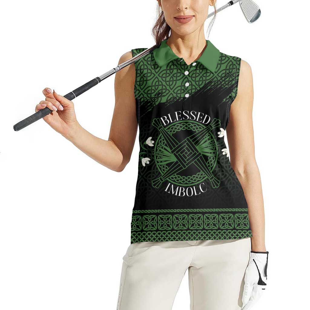 Personalized Imbolc Blessed Celtic Knot Women Sleeveless Polo Shirt Brigids Cross Symbol - Wonder Print Shop