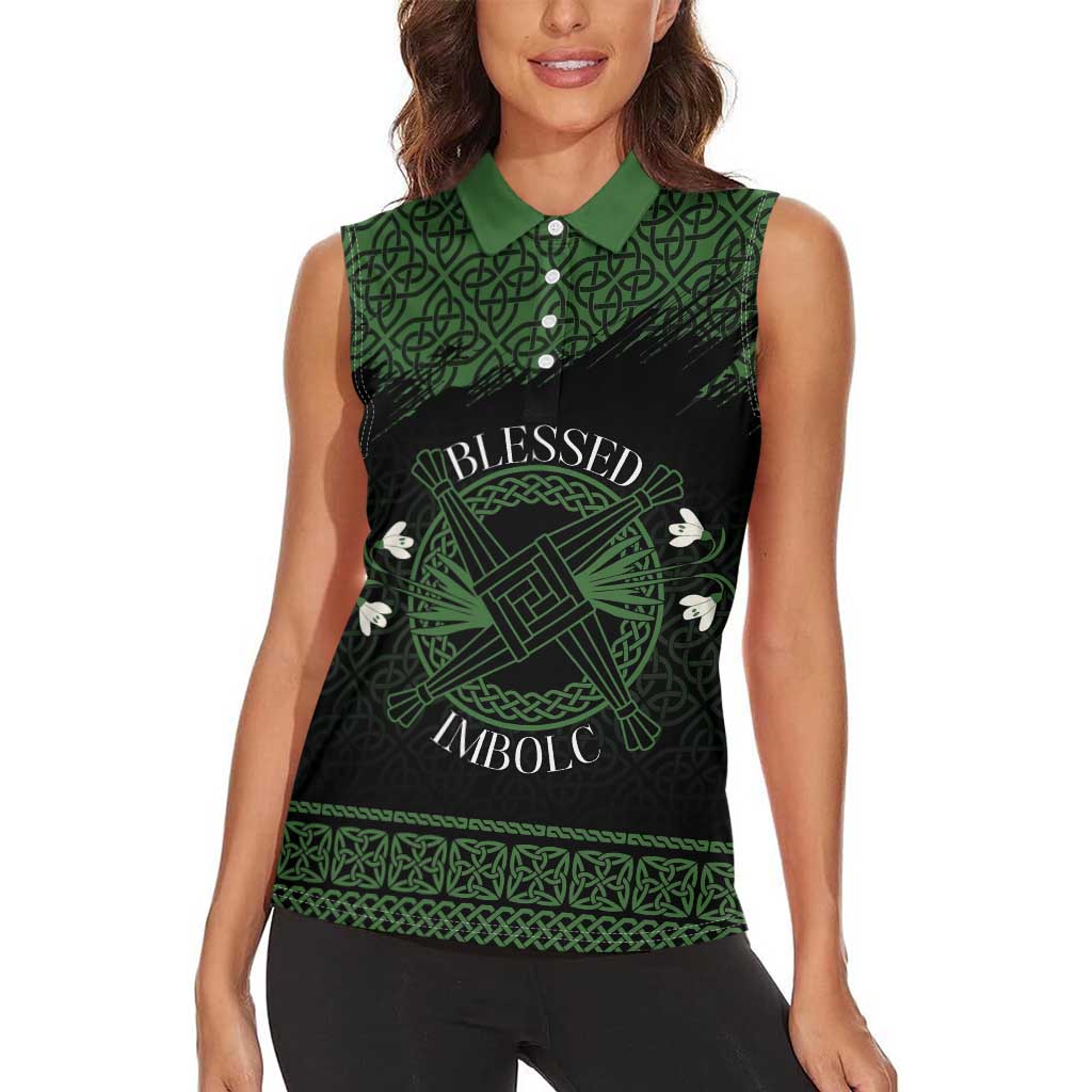 Personalized Imbolc Blessed Celtic Knot Women Sleeveless Polo Shirt Brigids Cross Symbol - Wonder Print Shop