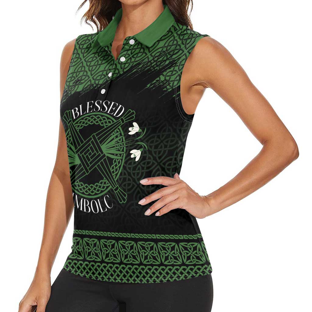 Personalized Imbolc Blessed Celtic Knot Women Sleeveless Polo Shirt Brigids Cross Symbol - Wonder Print Shop