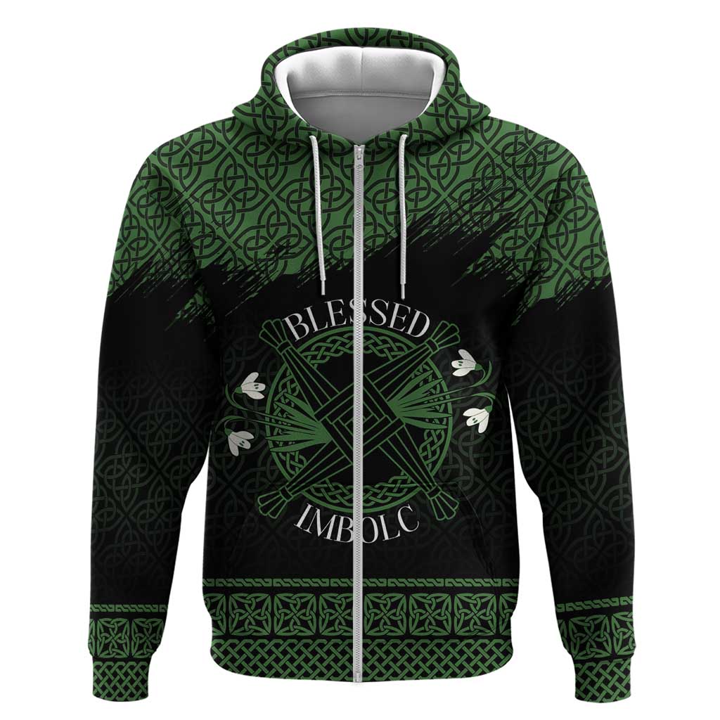 Personalized Imbolc Blessed Celtic Knot Zip Hoodie Brigids Cross Symbol - Wonder Print Shop