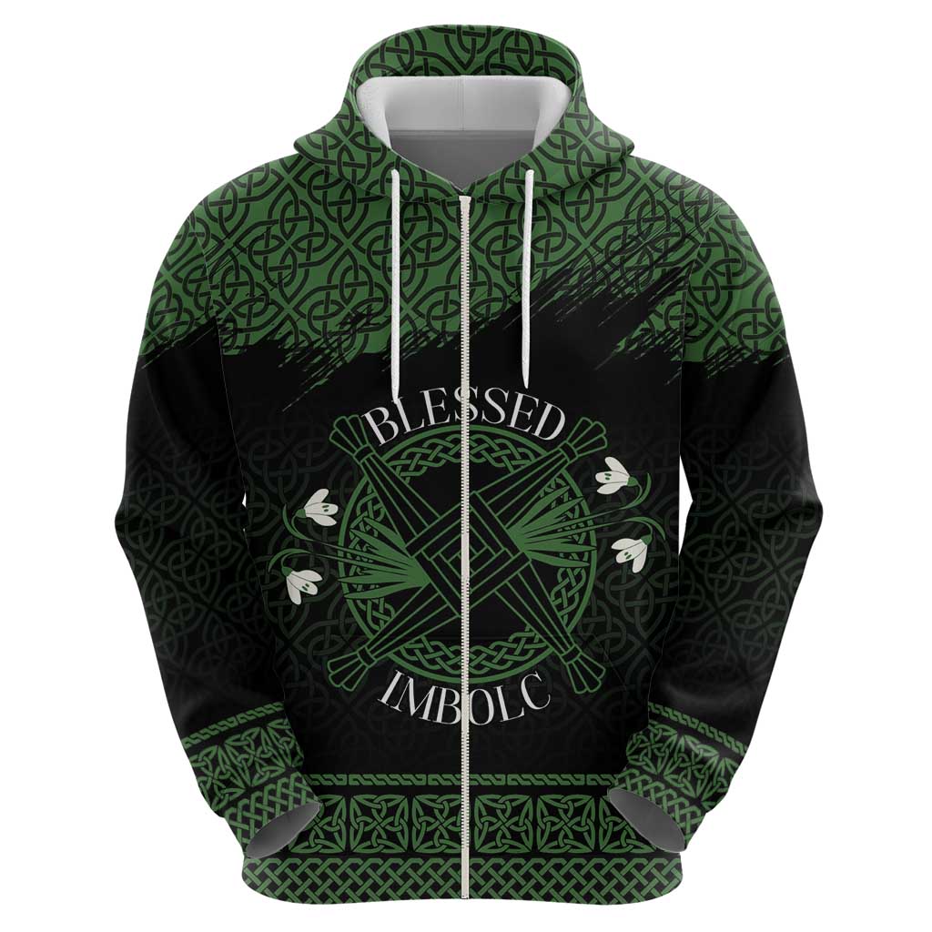 Personalized Imbolc Blessed Celtic Knot Zip Hoodie Brigids Cross Symbol - Wonder Print Shop