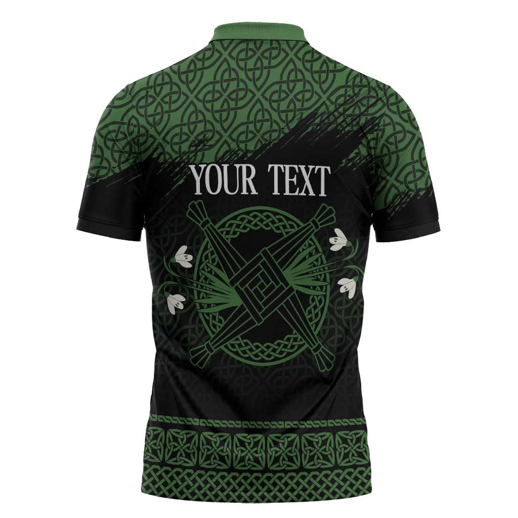 Personalized Imbolc Blessed Celtic Knot Zipper Polo Shirt Brigids Cross Symbol - Wonder Print Shop
