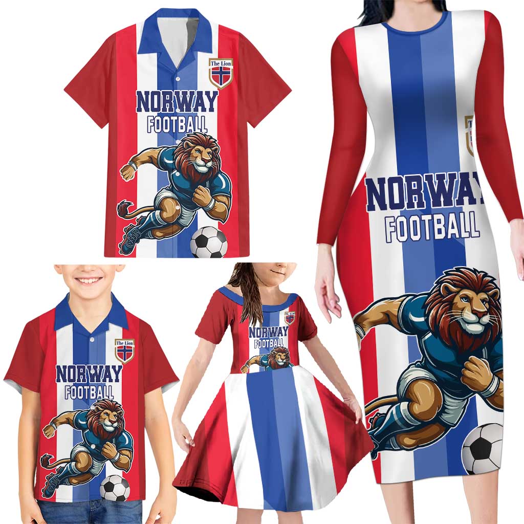 Custom Norway Football Family Matching Long Sleeve Bodycon Dress and Hawaiian Shirt The Lions Champion 2024 - Wonder Print Shop