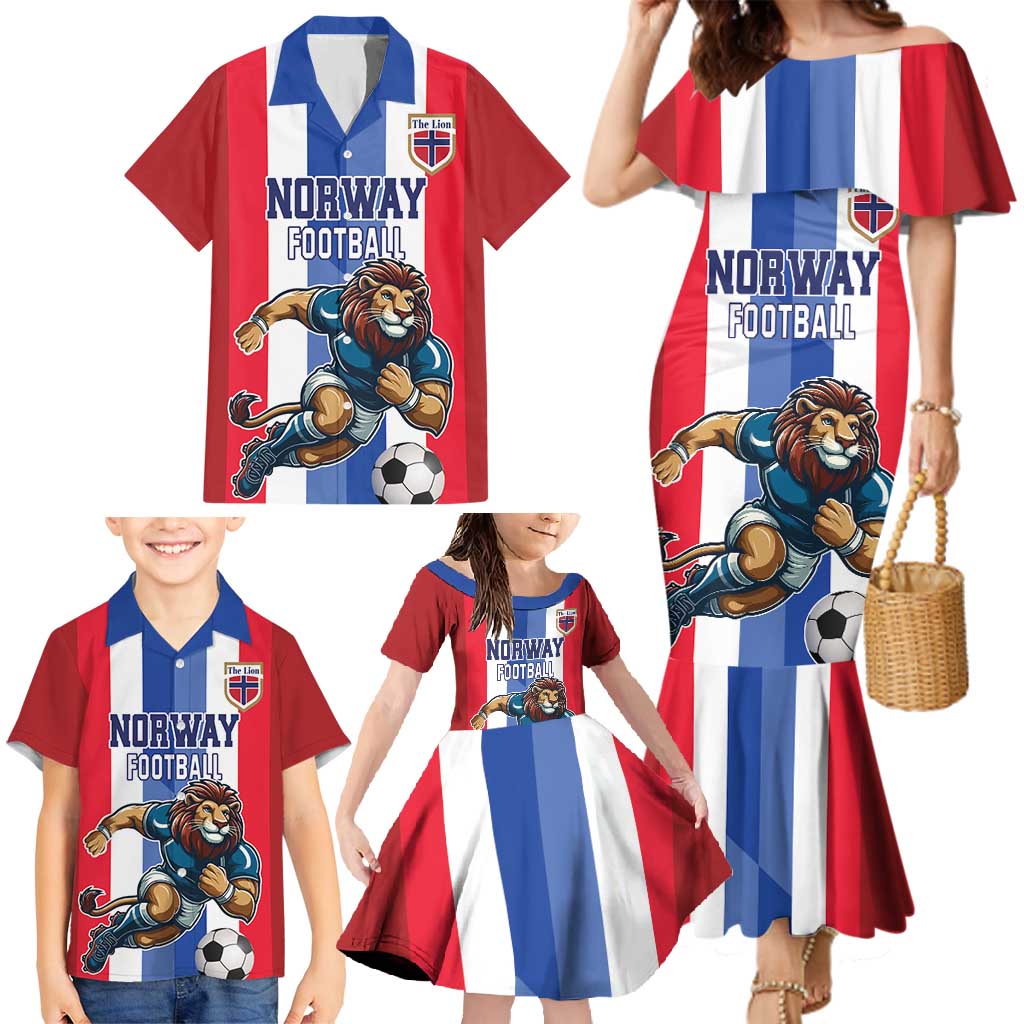Custom Norway Football Family Matching Mermaid Dress and Hawaiian Shirt The Lions Champion 2024 - Wonder Print Shop
