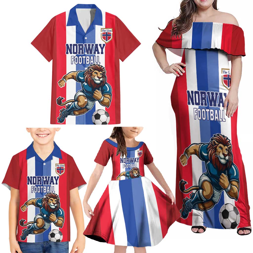 Custom Norway Football Family Matching Off Shoulder Maxi Dress and Hawaiian Shirt The Lions Champion 2024 - Wonder Print Shop
