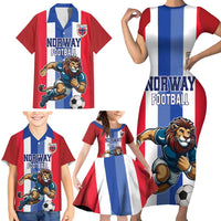Custom Norway Football Family Matching Short Sleeve Bodycon Dress and Hawaiian Shirt The Lions Champion 2024 - Wonder Print Shop