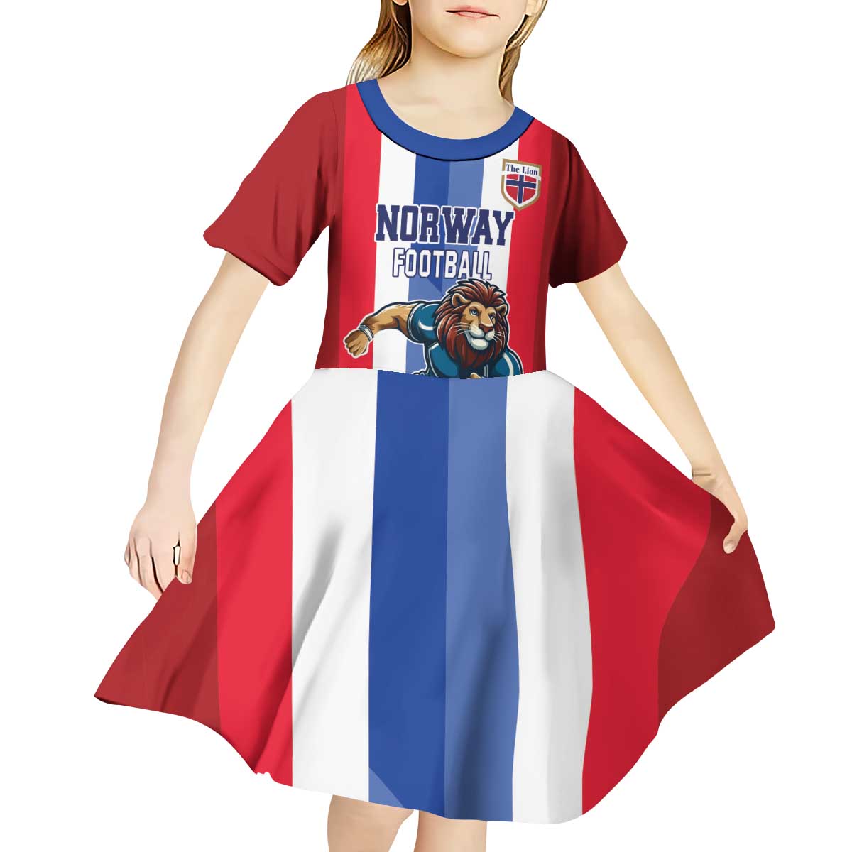 Custom Norway Football Kid Short Sleeve Dress The Lions Champion 2024 - Wonder Print Shop