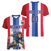 Custom Norway Football Women V-Neck T-Shirt The Lions Champion 2024 - Wonder Print Shop