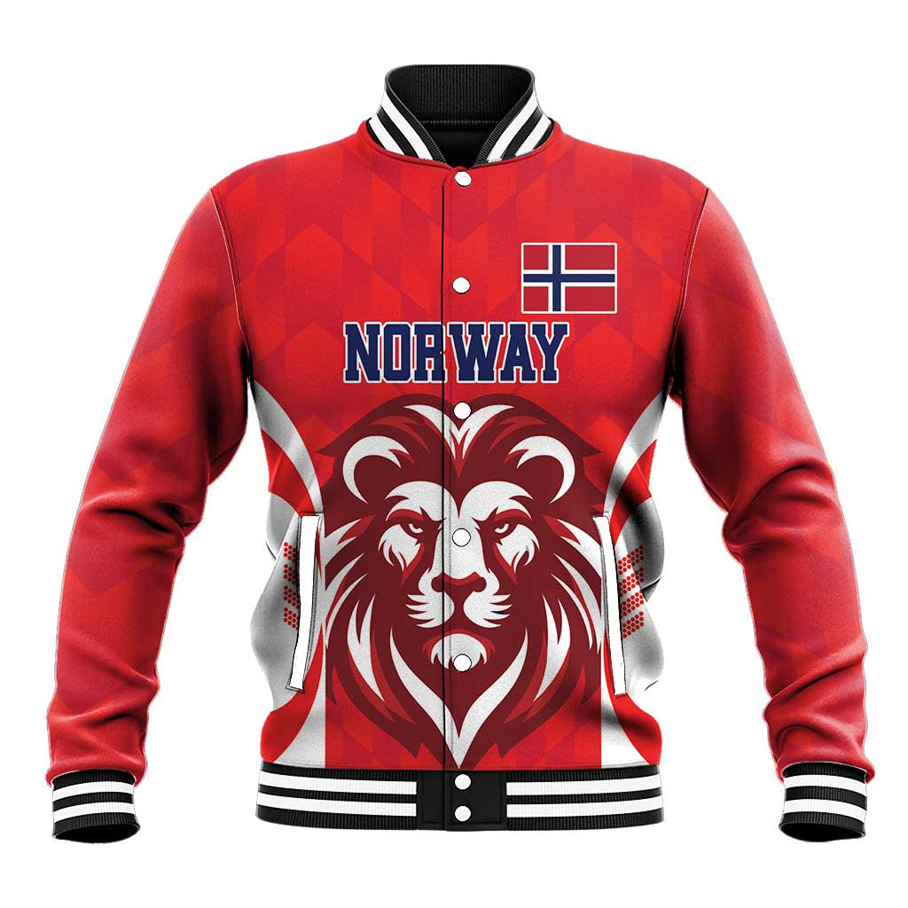 Custom Norway Football Baseball Jacket Red Lion Football 2024 - Wonder Print Shop