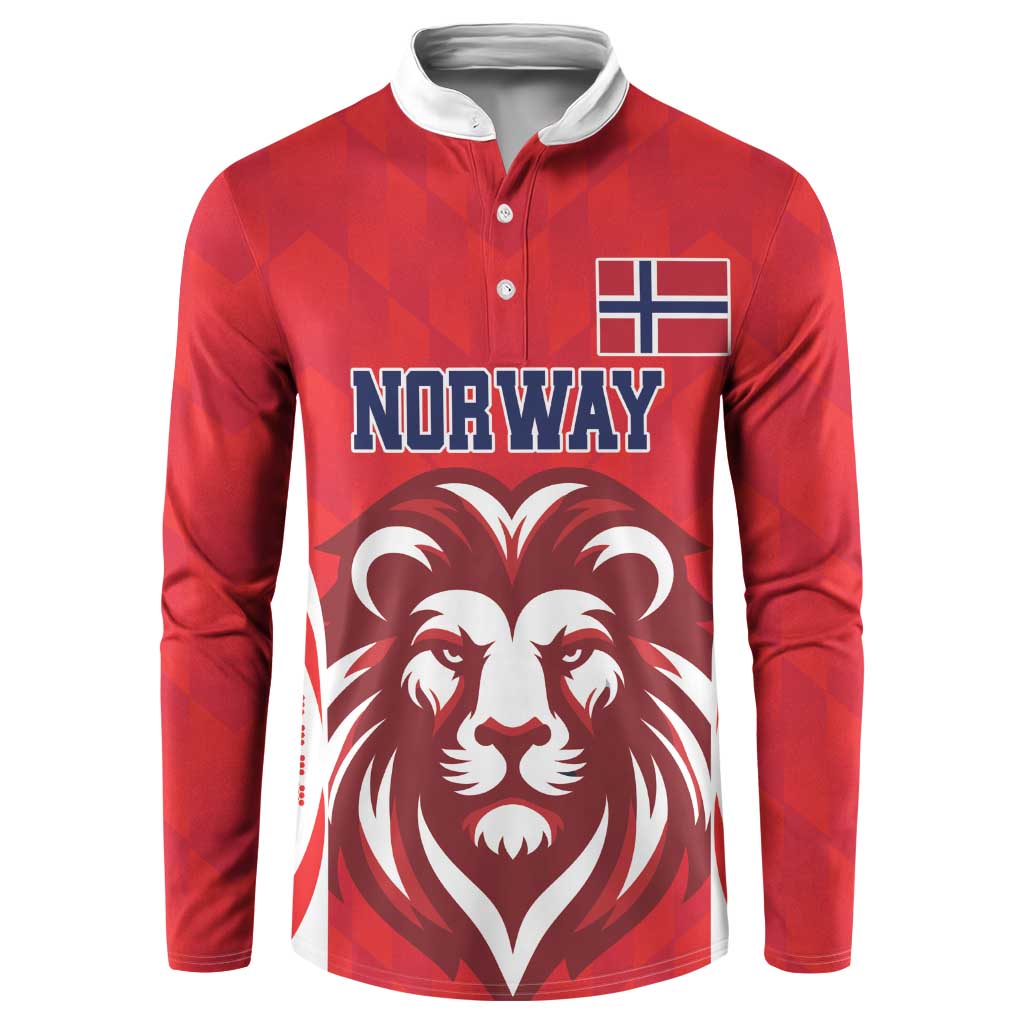 Custom Norway Football Button Sweatshirt Red Lion Football 2024 - Wonder Print Shop