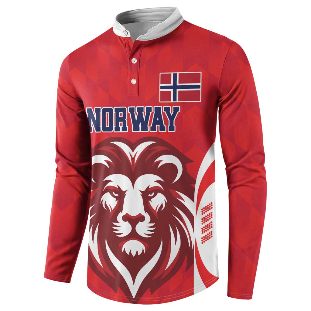 Custom Norway Football Button Sweatshirt Red Lion Football 2024 - Wonder Print Shop