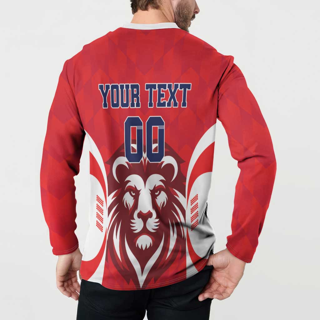 Custom Norway Football Button Sweatshirt Red Lion Football 2024 - Wonder Print Shop