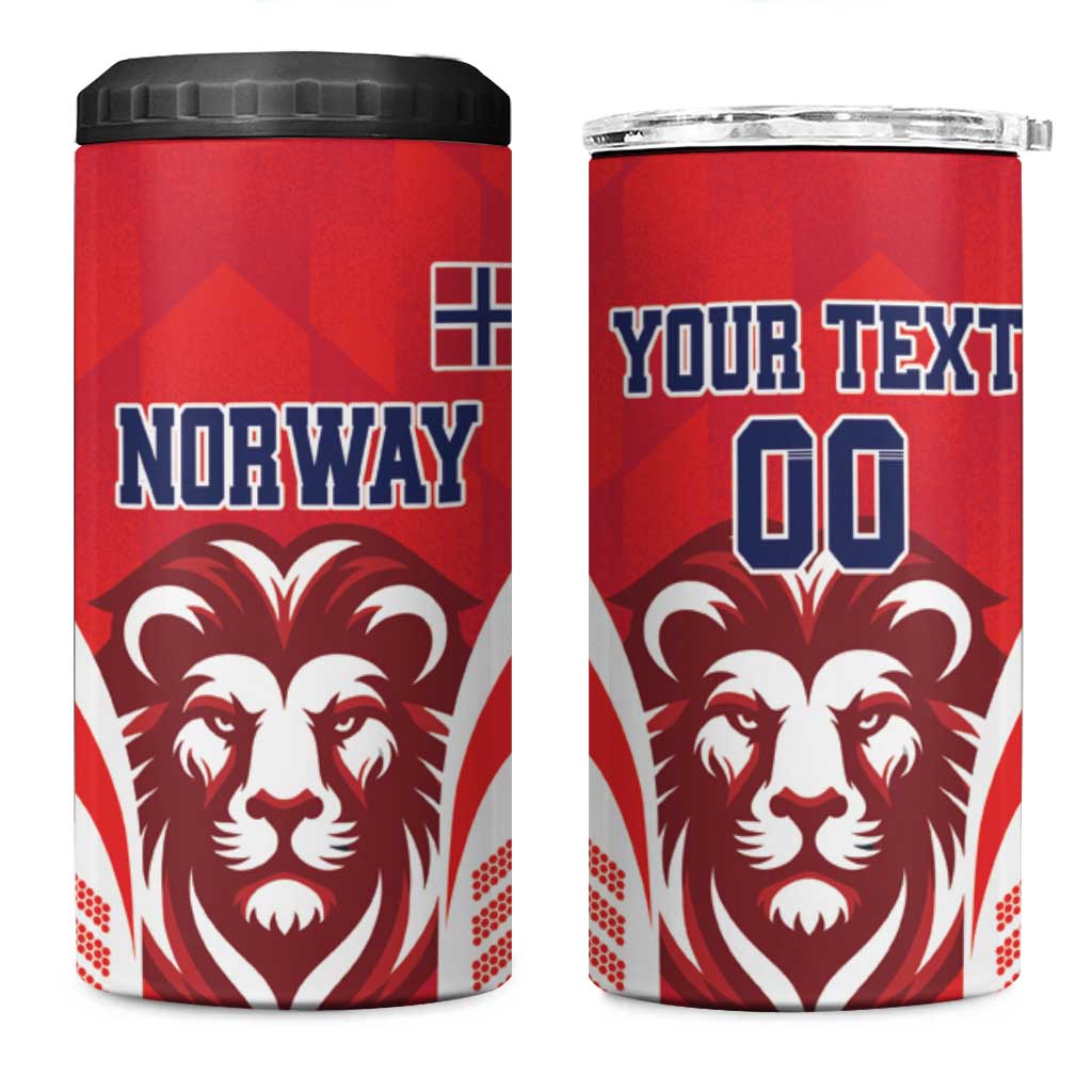 Custom Norway Football 4 in 1 Can Cooler Tumbler Red Lion Football 2024 - Wonder Print Shop