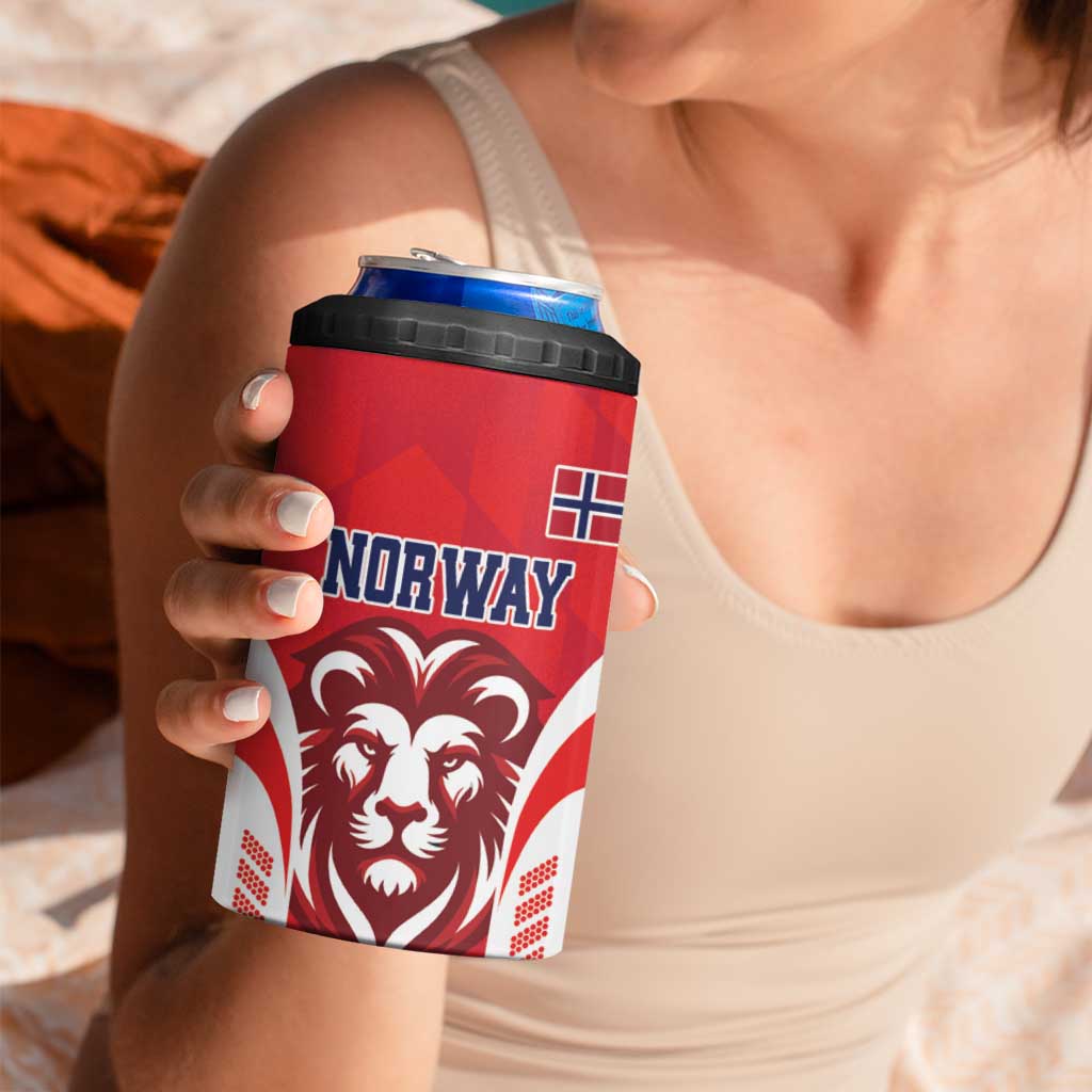Custom Norway Football 4 in 1 Can Cooler Tumbler Red Lion Football 2024 - Wonder Print Shop
