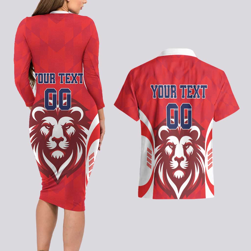 Custom Norway Football Couples Matching Long Sleeve Bodycon Dress and Hawaiian Shirt Red Lion Football 2024 - Wonder Print Shop