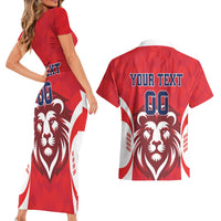 Custom Norway Football Couples Matching Short Sleeve Bodycon Dress and Hawaiian Shirt Red Lion Football 2024 - Wonder Print Shop