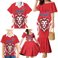 Custom Norway Football Family Matching Mermaid Dress and Hawaiian Shirt Red Lion Football 2024 - Wonder Print Shop