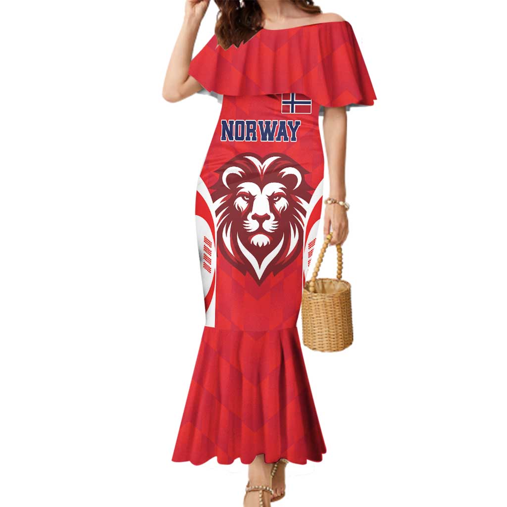 Custom Norway Football Family Matching Mermaid Dress and Hawaiian Shirt Red Lion Football 2024 - Wonder Print Shop
