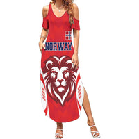 Custom Norway Football Family Matching Summer Maxi Dress and Hawaiian Shirt Red Lion Football 2024 - Wonder Print Shop