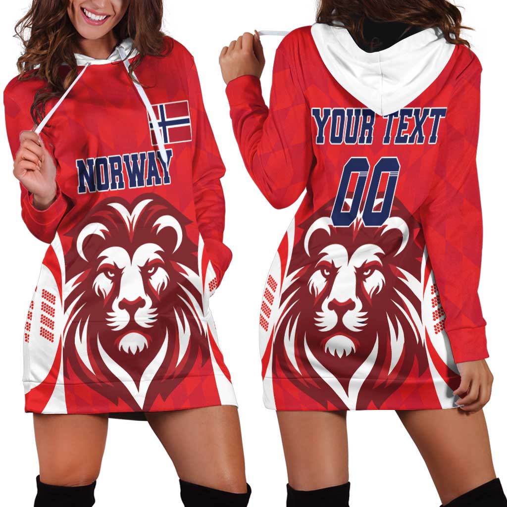Custom Norway Football Hoodie Dress Red Lion Football 2024 - Wonder Print Shop