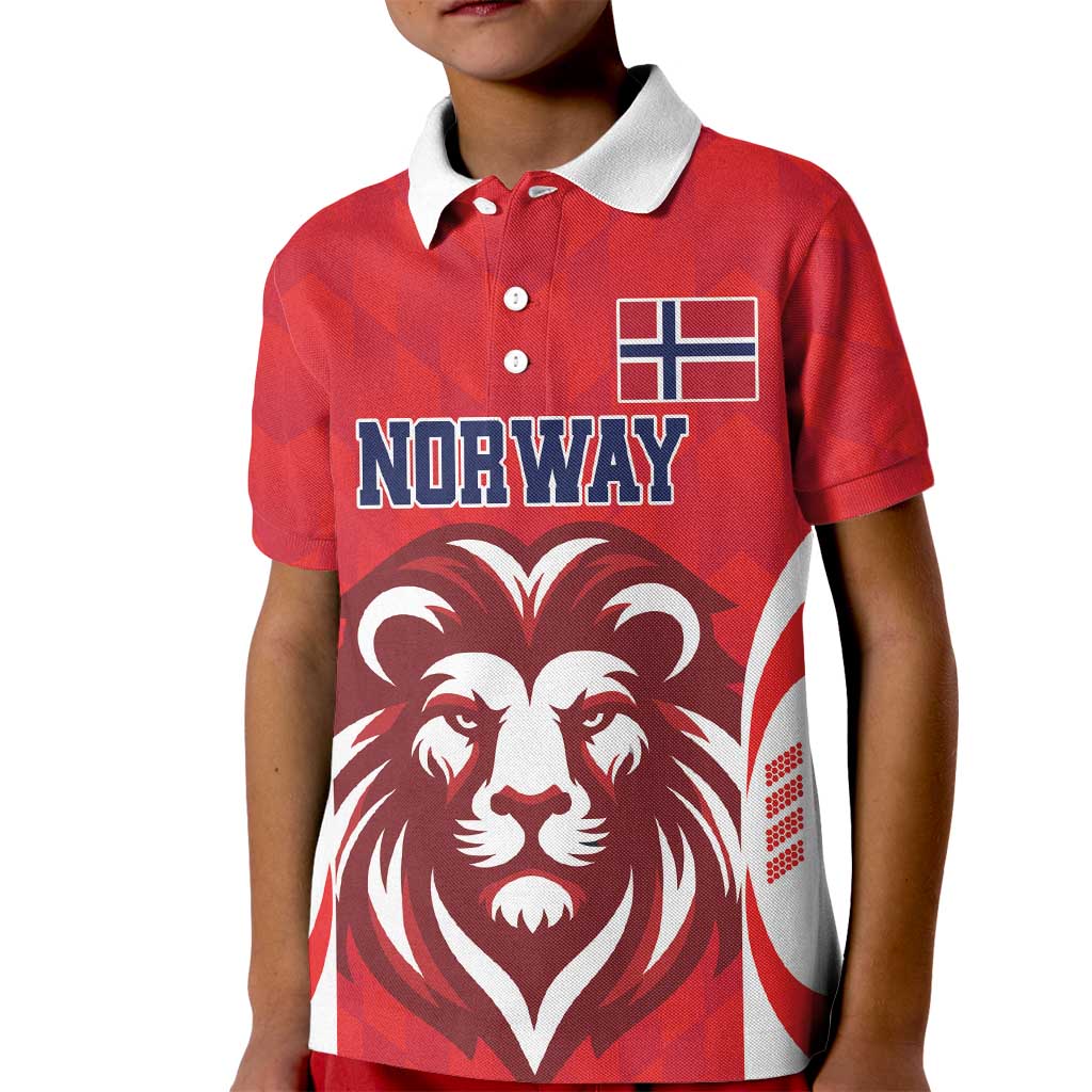 Custom Norway Football Kid Polo Shirt Red Lion Football 2024 - Wonder Print Shop