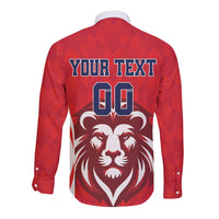 Custom Norway Football Long Sleeve Button Shirt Red Lion Football 2024 - Wonder Print Shop