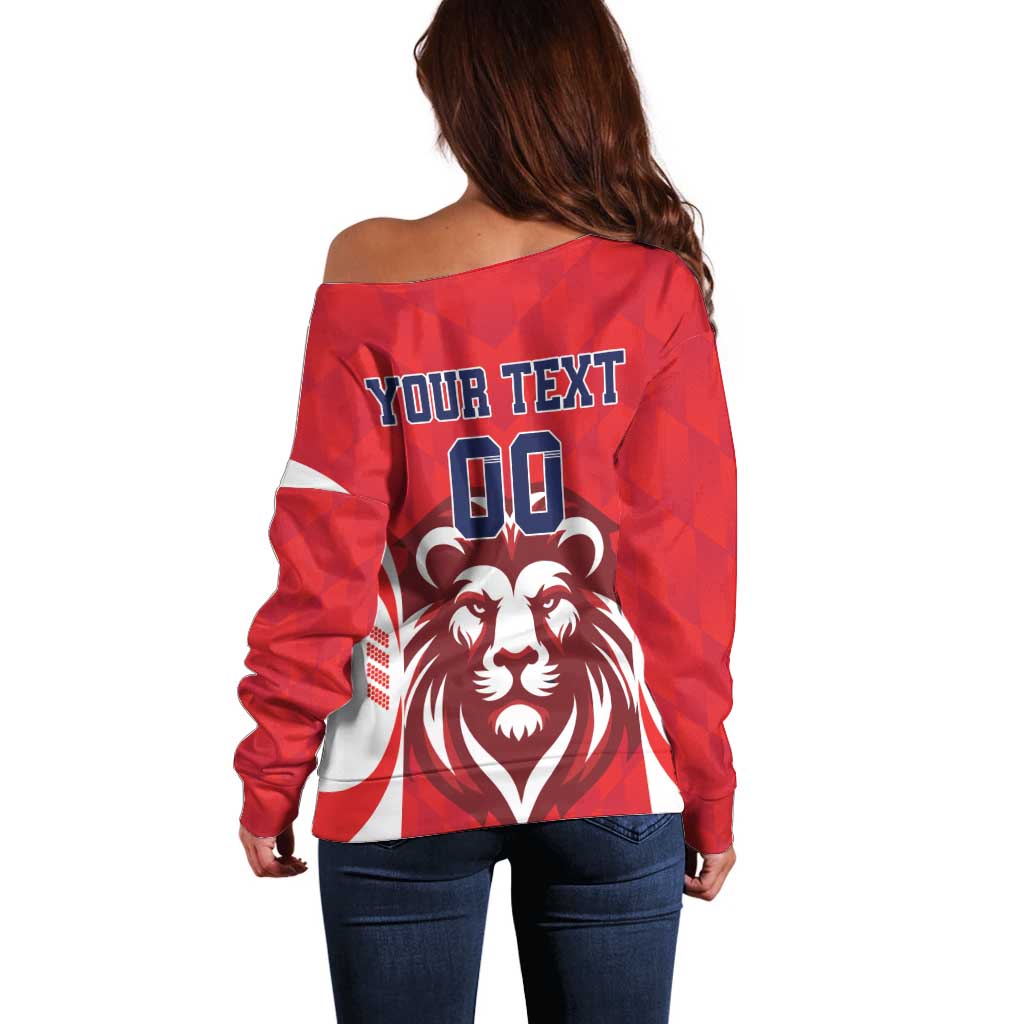 Custom Norway Football Off Shoulder Sweater Red Lion Football 2024 - Wonder Print Shop