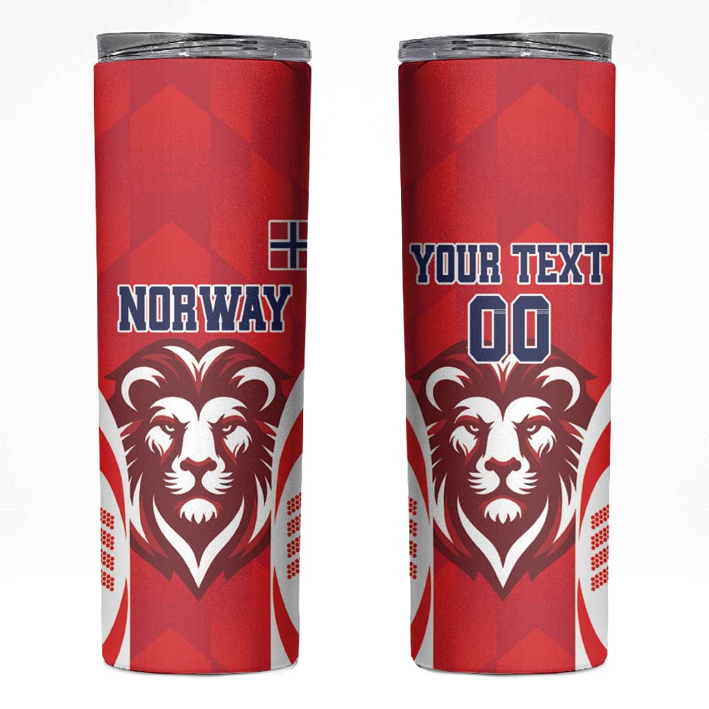 Custom Norway Football Skinny Tumbler Red Lion Football 2024 - Wonder Print Shop