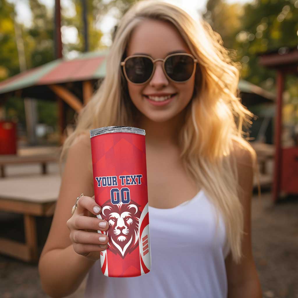 Custom Norway Football Skinny Tumbler Red Lion Football 2024 - Wonder Print Shop