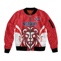 Custom Norway Football Sleeve Zip Bomber Jacket Red Lion Football 2024 - Wonder Print Shop