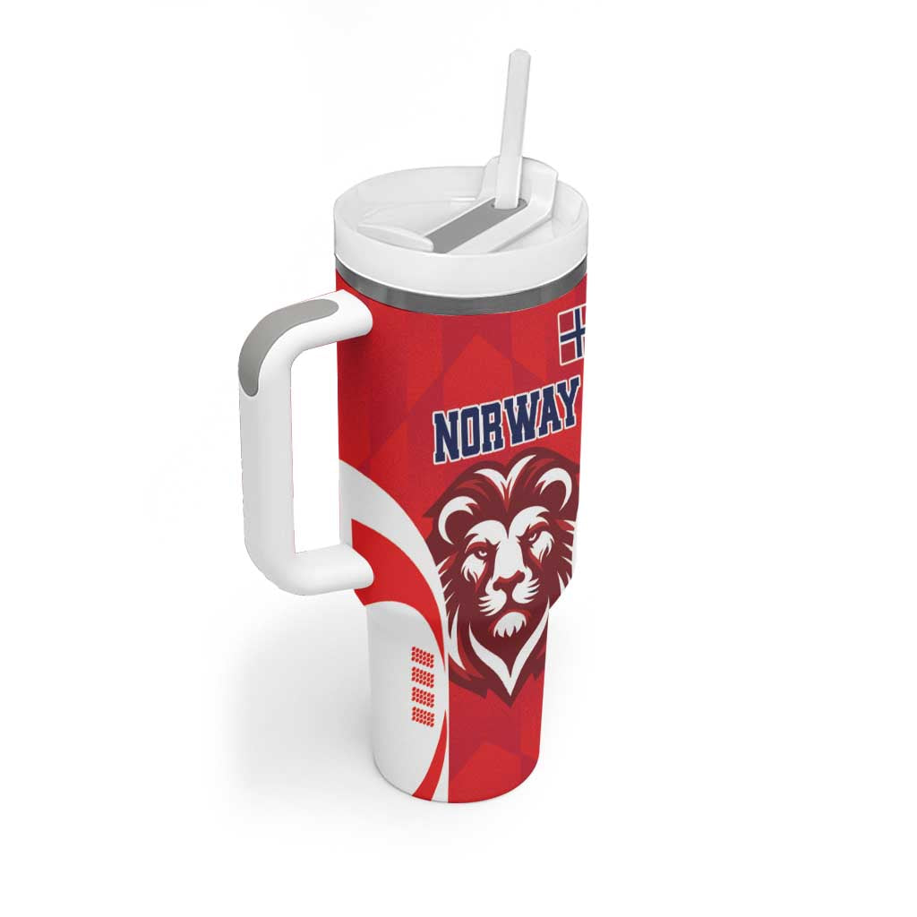 Custom Norway Football Tumbler With Handle Red Lion Football 2024 - Wonder Print Shop