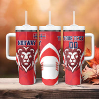 Custom Norway Football Tumbler With Handle Red Lion Football 2024 - Wonder Print Shop