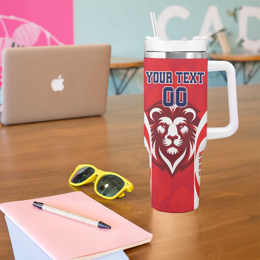 Custom Norway Football Tumbler With Handle Red Lion Football 2024 - Wonder Print Shop
