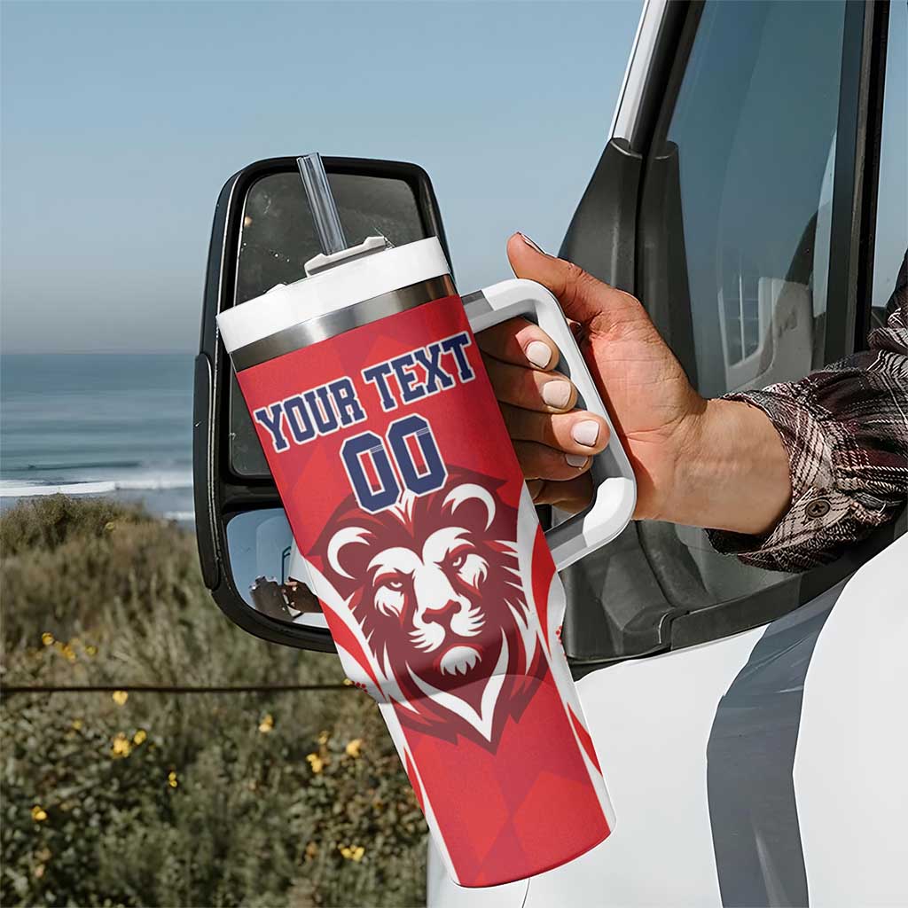 Custom Norway Football Tumbler With Handle Red Lion Football 2024 - Wonder Print Shop