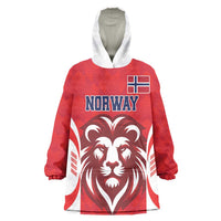 Custom Norway Football Wearable Blanket Hoodie Red Lion Football 2024 - Wonder Print Shop