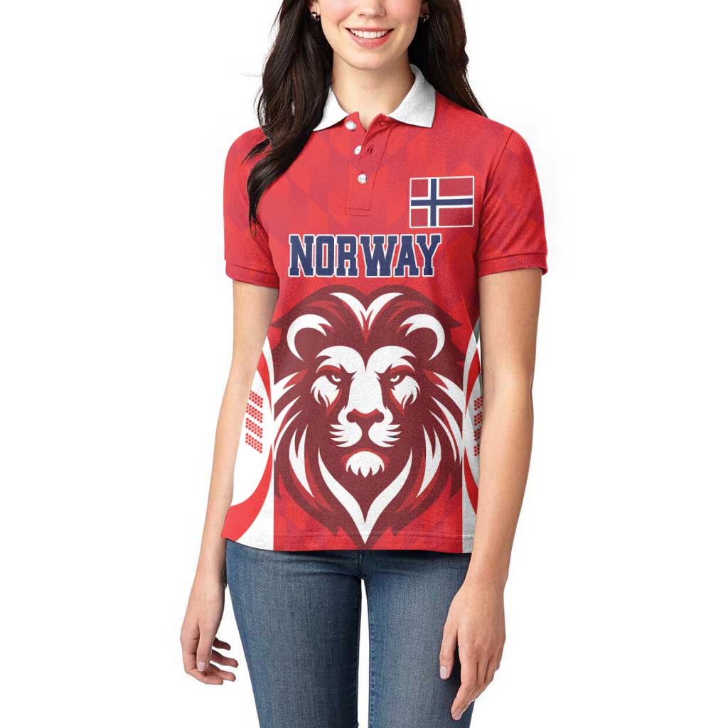 Custom Norway Football Women Polo Shirt Red Lion Football 2024 - Wonder Print Shop