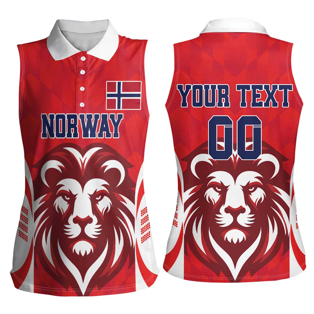 Custom Norway Football Women Sleeveless Polo Shirt Red Lion Football 2024 - Wonder Print Shop