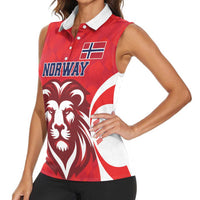 Custom Norway Football Women Sleeveless Polo Shirt Red Lion Football 2024 - Wonder Print Shop