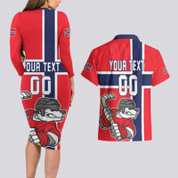 Custom Norway Hockey Couples Matching Long Sleeve Bodycon Dress and Hawaiian Shirt The Polar Bears Hockey - Wonder Print Shop