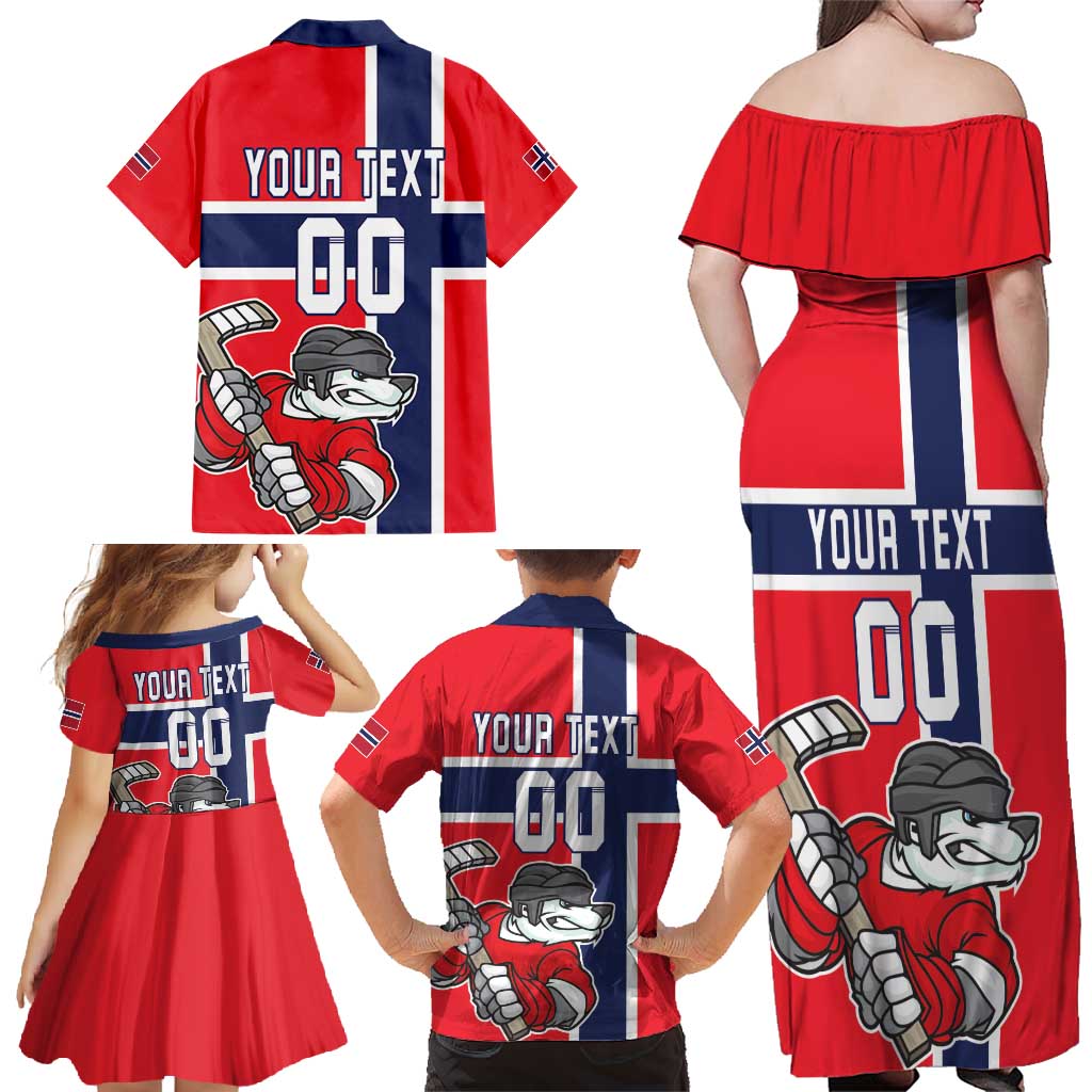 Custom Norway Hockey Family Matching Off Shoulder Maxi Dress and Hawaiian Shirt The Polar Bears Hockey - Wonder Print Shop