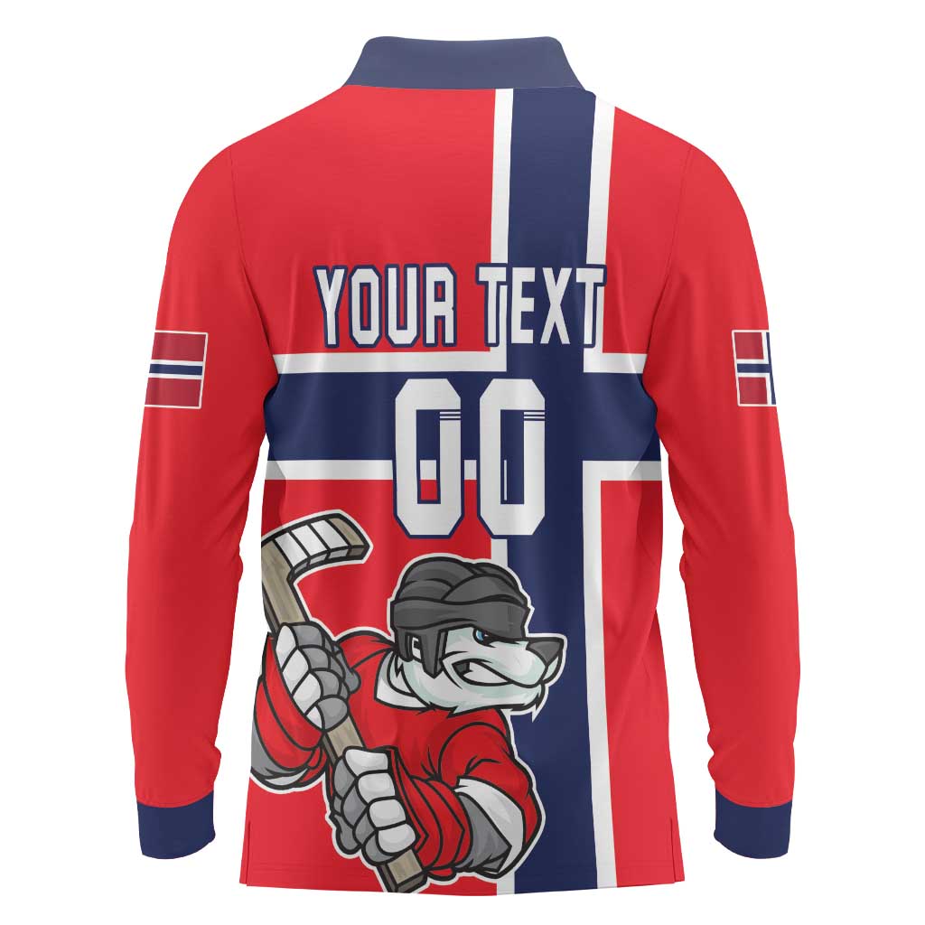 Custom Norway Hockey Long Sleeve Polo Shirt The Polar Bears Hockey - Wonder Print Shop