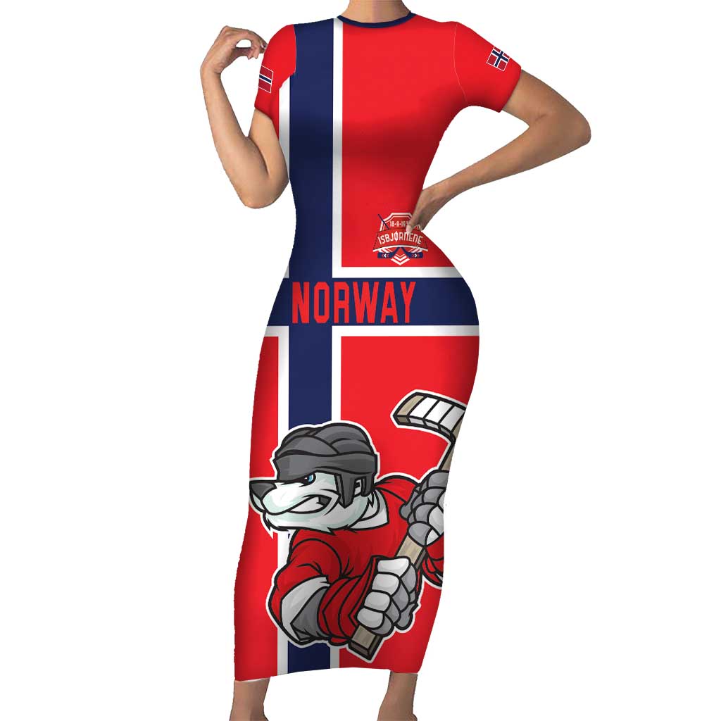 Custom Norway Hockey Short Sleeve Bodycon Dress The Polar Bears Hockey - Wonder Print Shop